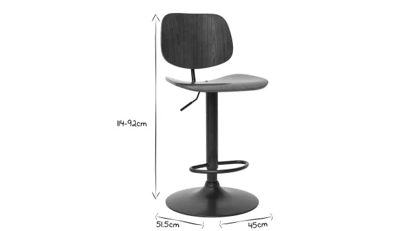 soldes ligne Tabouret De Bar Relevable Noyer Et Métal Noir TOBIAS 7