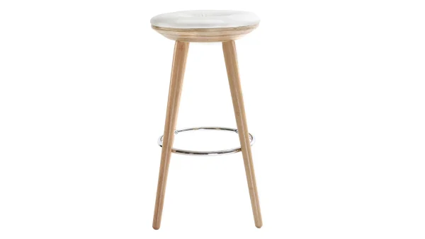 vente chaude Tabouret De Bar Scandinave Blanc Et Bois Clair 65 Cm NORDECO 1