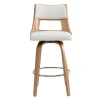 Pas Cher Magasin Soldes Tabouret De Bar Scandinave Pivotant Blanc Et Bois Clair GARBO 23