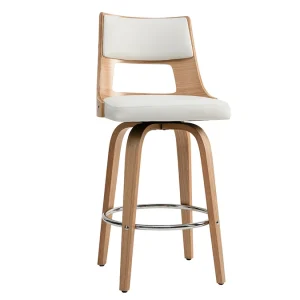 Tabouret De Bar Scandinave Pivotant Blanc Et Bois Clair GARBO 10