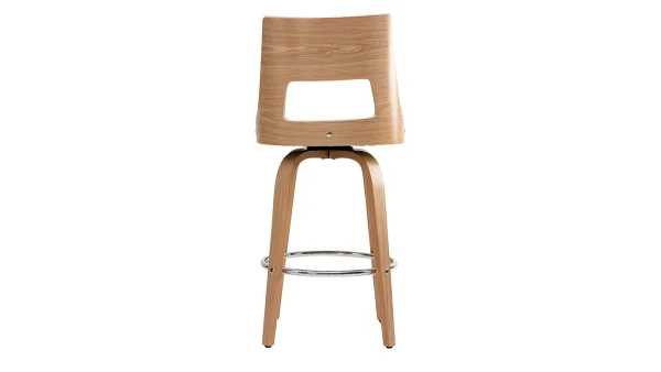 Pas Cher Magasin Soldes Tabouret De Bar Scandinave Pivotant Blanc Et Bois Clair GARBO 5