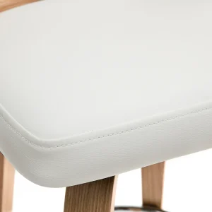 Pas Cher Magasin Soldes Tabouret De Bar Scandinave Pivotant Blanc Et Bois Clair GARBO 16