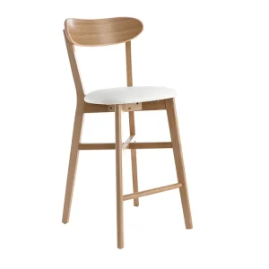 Tabouret De Bar Vintage Bois Clair Et Blanc H65 Cm DOVE 10