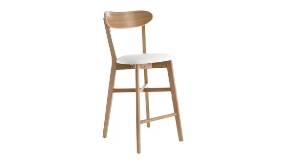 Tabouret De Bar Vintage Bois Clair Et Blanc H65 Cm DOVE 3