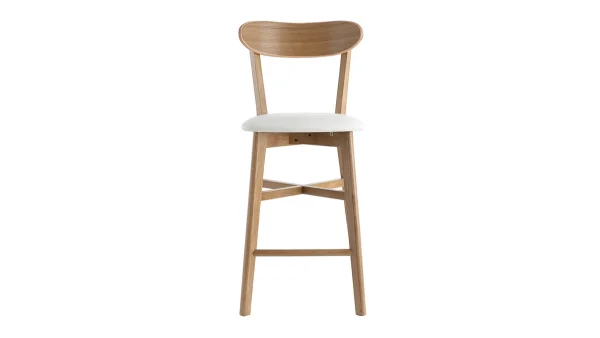 Tabouret De Bar Vintage Bois Clair Et Blanc H65 Cm DOVE 1