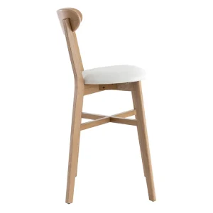 Tabouret De Bar Vintage Bois Clair Et Blanc H65 Cm DOVE 12