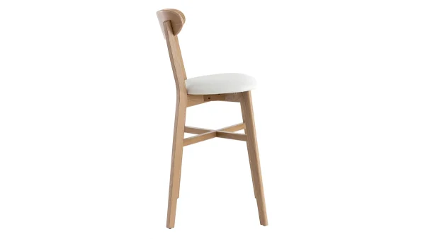 Tabouret De Bar Vintage Bois Clair Et Blanc H65 Cm DOVE 4