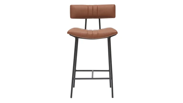 Tabouret De Bar Vintage Marron Clair Et Métal H65 Cm GOTHAM 1