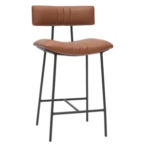 Tabouret De Bar Vintage Marron Clair Et Métal H65 Cm GOTHAM 11