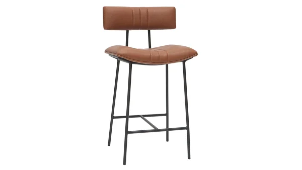 Tabouret De Bar Vintage Marron Clair Et Métal H65 Cm GOTHAM 3