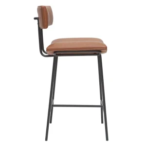 Tabouret De Bar Vintage Marron Clair Et Métal H65 Cm GOTHAM 13