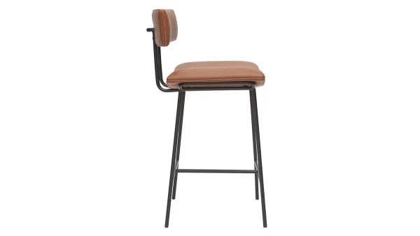 Tabouret De Bar Vintage Marron Clair Et Métal H65 Cm GOTHAM 4