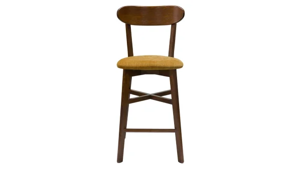 Tabouret De Bar Vintage Noyer Et Jaune Moutarde H65 Cm DOVE l'unique style 1