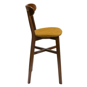 Tabouret De Bar Vintage Noyer Et Jaune Moutarde H65 Cm DOVE l'unique style 12