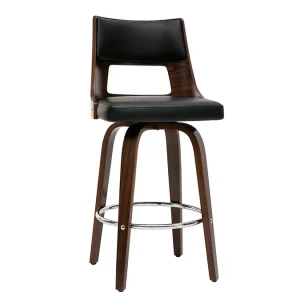 Tabouret De Bar Vintage Pivotant Noir Et Bois Foncé GARBO 10