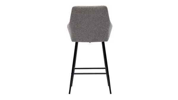 magasin Tabourets De Bar Avec Sièges Matelassés En Tissu Effet Velours Texturé Gris Et Métal Noir H65 Cm (lot De 2) MONTERO 6