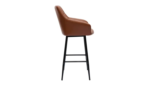 prix abordable Tabourets De Bar Avec Sièges Matelassés Marron Et Métal Noir H65 Cm (lot De 2) MONTERO 5