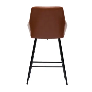 prix abordable Tabourets De Bar Avec Sièges Matelassés Marron Et Métal Noir H65 Cm (lot De 2) MONTERO 17