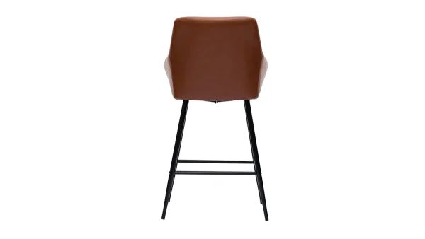 prix abordable Tabourets De Bar Avec Sièges Matelassés Marron Et Métal Noir H65 Cm (lot De 2) MONTERO 6