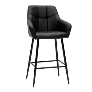 Tabourets De Bar Avec Sièges Matelassés Noirs Et Métal Noir H65 Cm (lot De 2) MONTERO vente pas cher 13