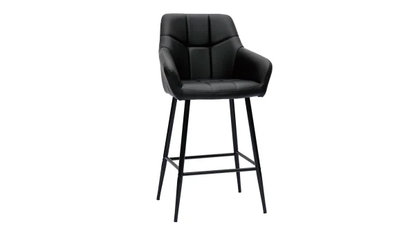 Tabourets De Bar Avec Sièges Matelassés Noirs Et Métal Noir H65 Cm (lot De 2) MONTERO vente pas cher 4