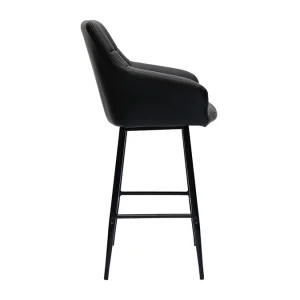 Tabourets De Bar Avec Sièges Matelassés Noirs Et Métal Noir H65 Cm (lot De 2) MONTERO vente pas cher 15