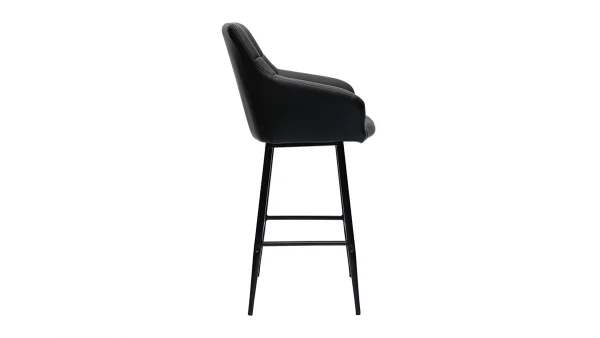 Tabourets De Bar Avec Sièges Matelassés Noirs Et Métal Noir H65 Cm (lot De 2) MONTERO vente pas cher 5