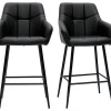 Tabourets De Bar Avec Sièges Matelassés Noirs Et Métal Noir H65 Cm (lot De 2) MONTERO vente pas cher 23