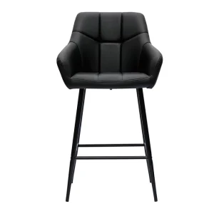 Tabourets De Bar Avec Sièges Matelassés Noirs Et Métal Noir H65 Cm (lot De 2) MONTERO vente pas cher 11