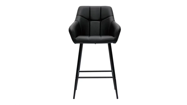 Tabourets De Bar Avec Sièges Matelassés Noirs Et Métal Noir H65 Cm (lot De 2) MONTERO vente pas cher 3