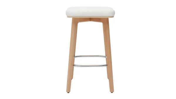 grande promotion Tabourets De Bar Blancs Et Bois Clair 65 Cm (lot De 2) GRAMMA 3