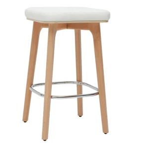 grande promotion Tabourets De Bar Blancs Et Bois Clair 65 Cm (lot De 2) GRAMMA 12