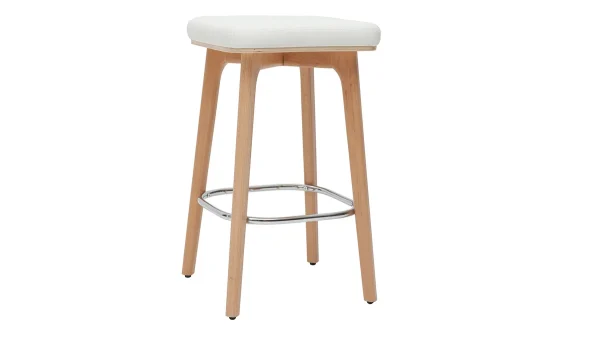 grande promotion Tabourets De Bar Blancs Et Bois Clair 65 Cm (lot De 2) GRAMMA 4