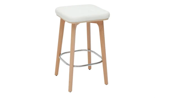 grande promotion Tabourets De Bar Blancs Et Bois Clair 65 Cm (lot De 2) GRAMMA 5