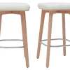 grande promotion Tabourets De Bar Blancs Et Bois Clair 65 Cm (lot De 2) GRAMMA 28