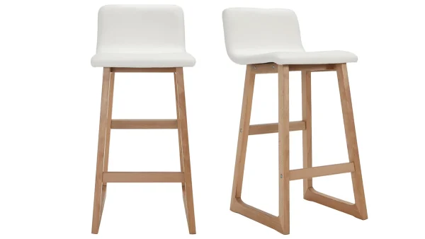 Tabourets De Bar Bois Clair Et Blanc 65 Cm (lot De 2) OSAKA fashioniable 1