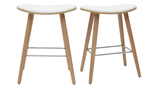 Tabourets De Bar Bois Clair Et Blanc H65 Cm (lot De 2) MEADOW 1