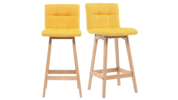 Tabourets De Bar Bois Et Jaune H65 Cm (lot De 2) KLARIS 1