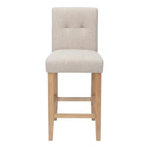 Satisfait ou Remboursé Tabourets De Bar Capitonnés Beige Naturel Et Bois H66 Cm (lot De 2) ESTER 11