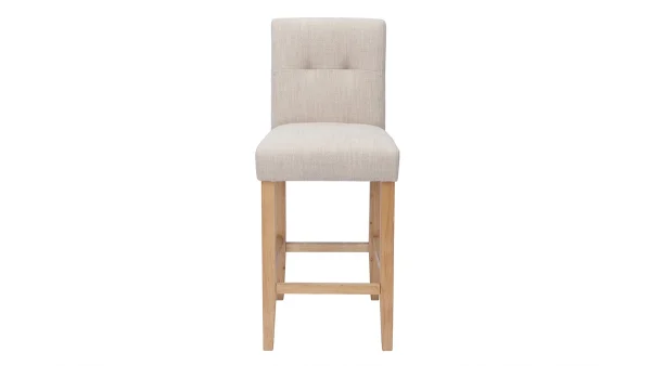 Satisfait ou Remboursé Tabourets De Bar Capitonnés Beige Naturel Et Bois H66 Cm (lot De 2) ESTER 3