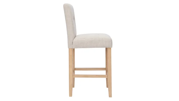 Tabourets De Bar Capitonnés Beige Naturel Et Bois H66 Cm (lot De 2) ESTER 5