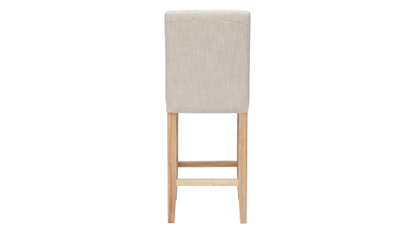 Tabourets De Bar Capitonnés Beige Naturel Et Bois H66 Cm (lot De 2) ESTER 6