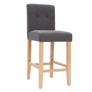 Tabourets De Bar Capitonnés Gris Foncé Et Bois H66 Cm (lot De 2) ESTER Service Clients Dédié 13