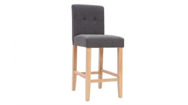 Tabourets De Bar Capitonnés Gris Foncé Et Bois H66 Cm (lot De 2) ESTER Service Clients Dédié 4