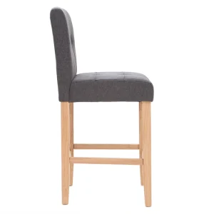 Tabourets De Bar Capitonnés Gris Foncé Et Bois H66 Cm (lot De 2) ESTER Service Clients Dédié 15