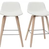 Tabourets De Bar Design Blanc Et Bois Clair H65 Cm (lot De 2) NONIE exclusivement disponibles 29