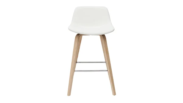 Tabourets De Bar Design Blanc Et Bois Clair H65 Cm (lot De 2) NONIE exclusivement disponibles 3