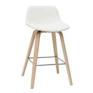 Tabourets De Bar Design Blanc Et Bois Clair H65 Cm (lot De 2) NONIE 13