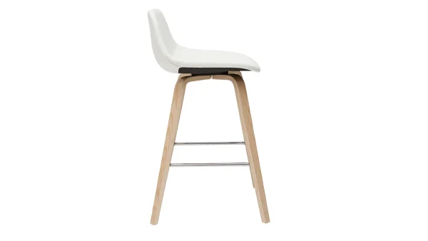 Tabourets De Bar Design Blanc Et Bois Clair H65 Cm (lot De 2) NONIE exclusivement disponibles 5