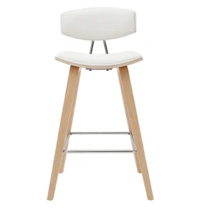 Tabourets De Bar Design Blanc Et Bois Clair H69 Cm (lot De 2) VASCO 12